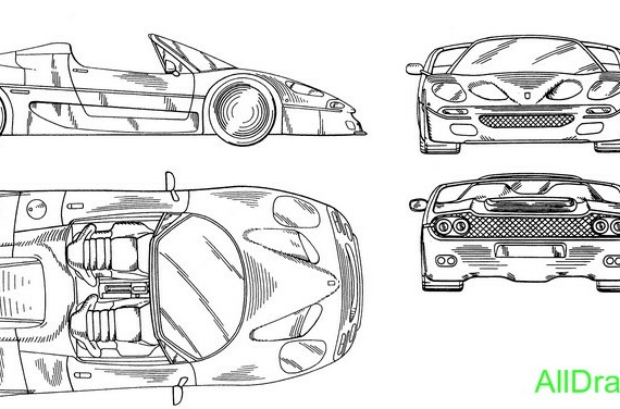 Ferrari F50 (1995) (Феррари Ф50 (1995)) - чертежи (рисунки) автомобиля